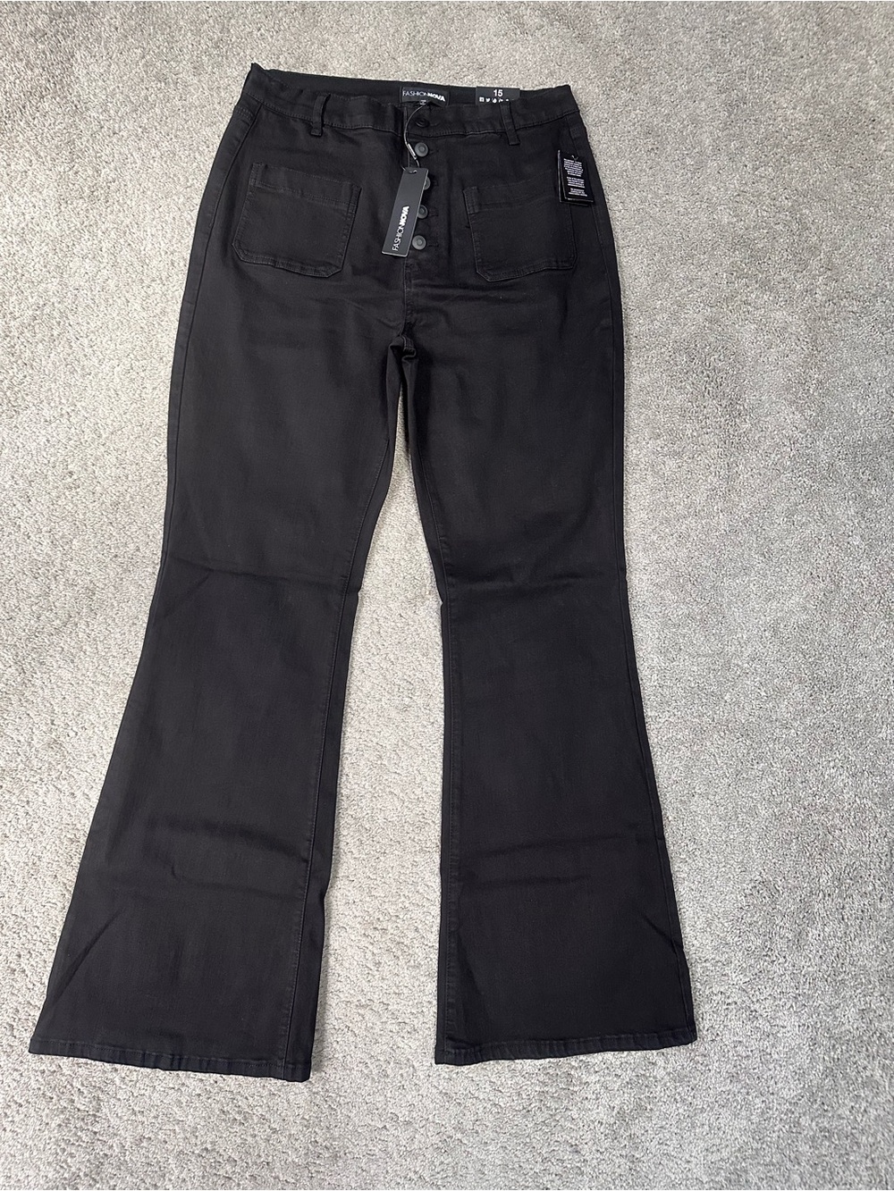 Fashion Nova Black High-Rise Flare Wide-Leg Jeans